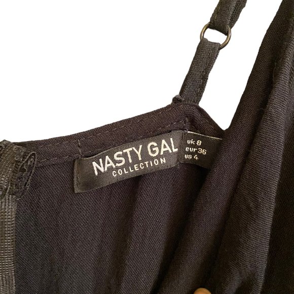 NASTY GAL BLACK KEYHOLE TIE FRONT SUN DRESS SZ 8 - Picture 5 of 5